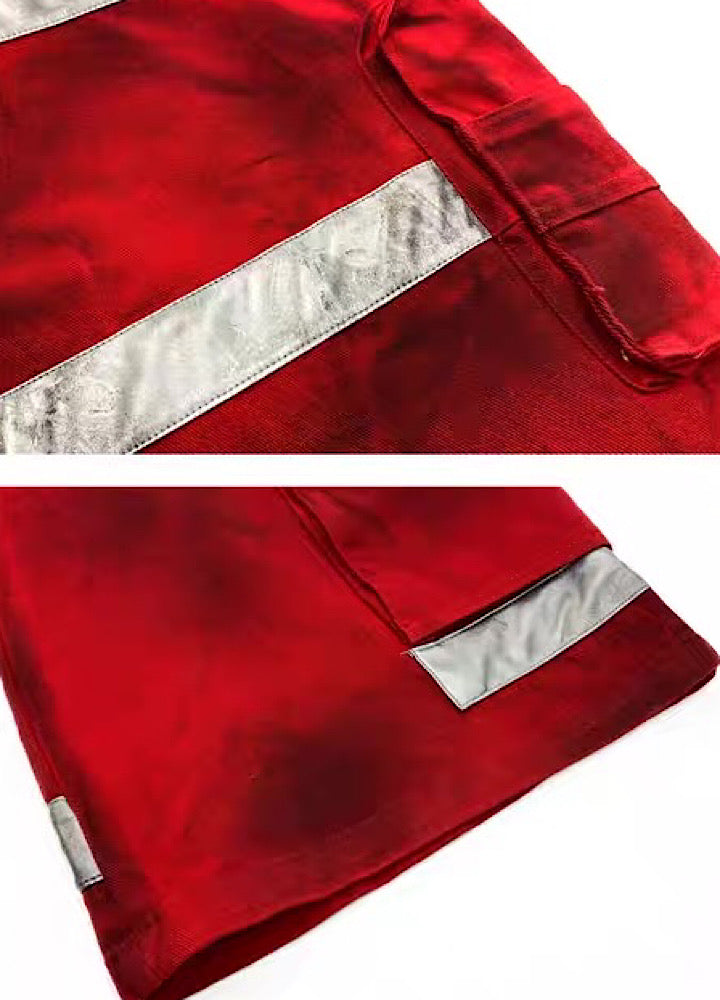 【MICHINNYON】Geometric Pick Color Blood Gimmick Wide Straight Pants  MY0062