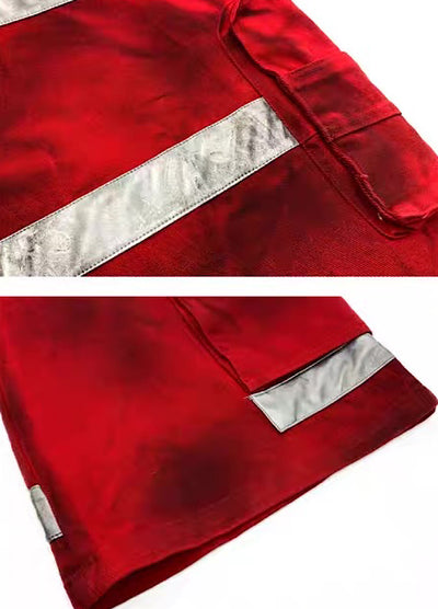 【MICHINNYON】Geometric Pick Color Blood Gimmick Wide Straight Pants  MY0062