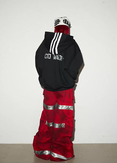 【MICHINNYON】Geometric Pick Color Blood Gimmick Wide Straight Pants  MY0062