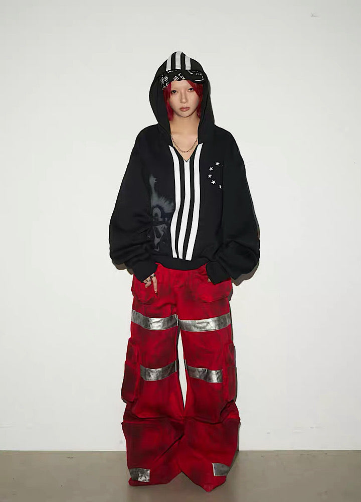 【MICHINNYON】Wide Over Big Hoodie Front Line Design Hoodie  MY0063