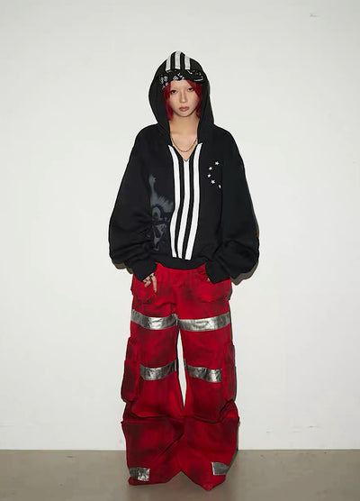 【MICHINNYON】Wide Over Big Hoodie Front Line Design Hoodie  MY0063