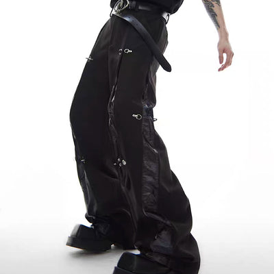 [Culture E] Patch gimmick design double line black pants CE0103