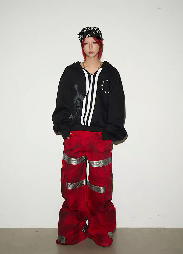 【MICHINNYON】Wide Over Big Hoodie Front Line Design Hoodie  MY0063