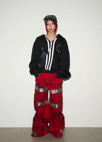 【MICHINNYON】Wide Over Big Hoodie Front Line Design Hoodie  MY0063