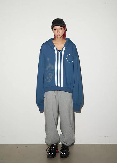 【MICHINNYON】Wide Over Big Hoodie Front Line Design Hoodie  MY0063