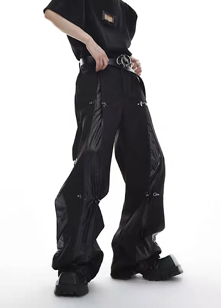【Culture E】Patch gimmick design double line black pants  CE0103