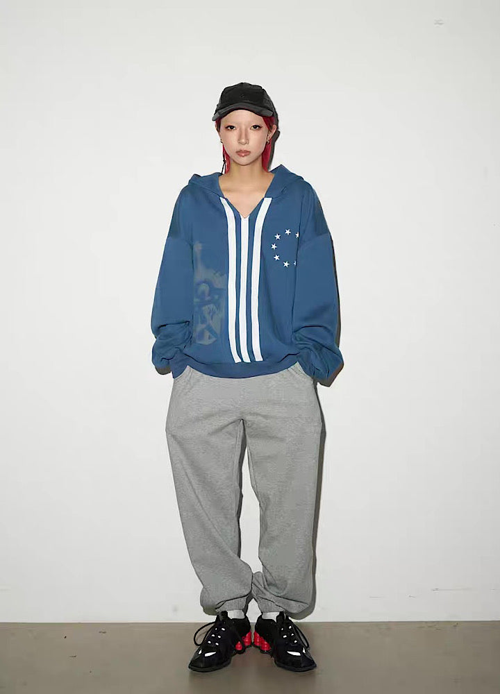 【MICHINNYON】Wide Over Big Hoodie Front Line Design Hoodie  MY0063