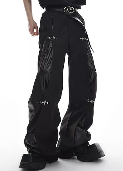 [Culture E] Patch gimmick design double line black pants CE0103