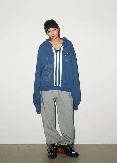 【MICHINNYON】Wide Over Big Hoodie Front Line Design Hoodie  MY0063