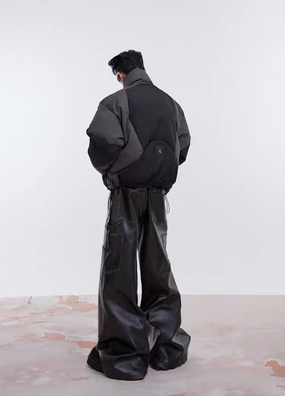 【Culture E】Vintage Straight Line Design Leather Pants  CE0105