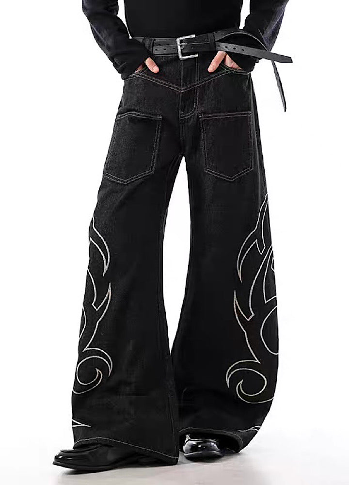【BLANKIN】Side grunge design front pocket wide balloon denim pants  BI0005