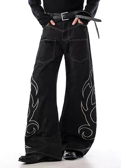 【BLANKIN】Side grunge design front pocket wide balloon denim pants  BI0005