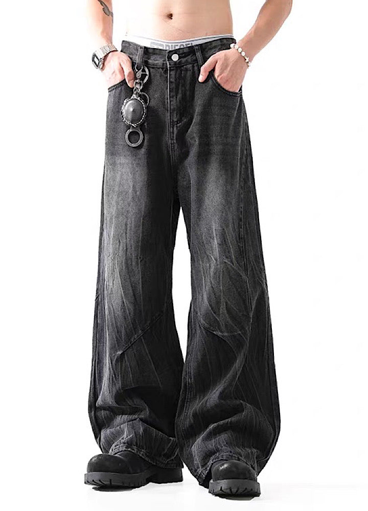 【BLANKIN】Basic mid-wash wide silhouette denim pants  BI0006