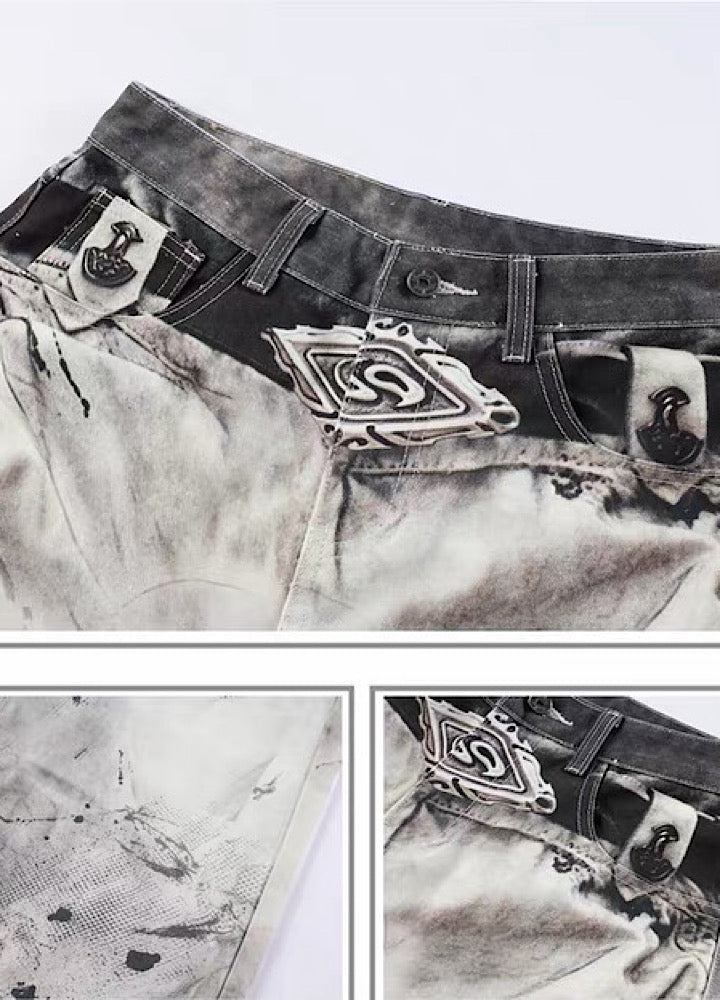 76street】Monotone Art Print Wide-Leg Denim Pants ST0036 – HI-LANDER