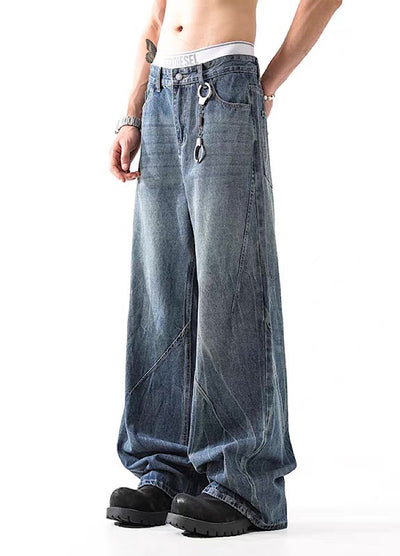 【BLANKIN】Basic mid-wash wide silhouette denim pants  BI0006