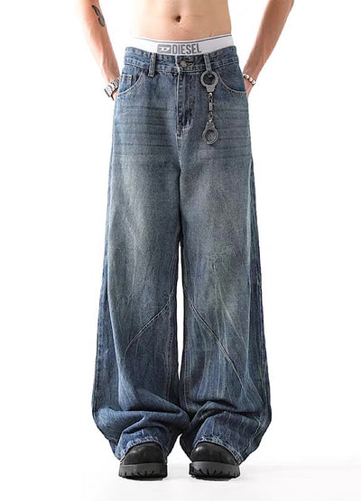 【BLANKIN】Basic mid-wash wide silhouette denim pants  BI0006