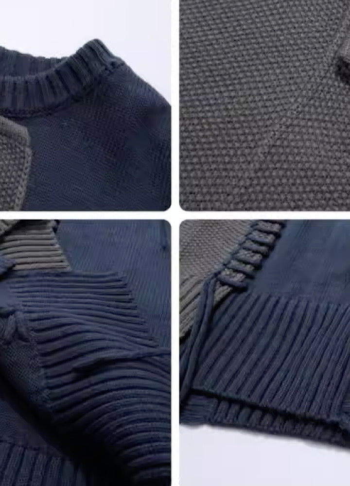 【Mz】Mending stitch layering knitwear MZ0007