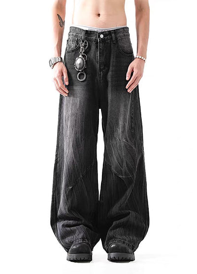 【BLANKIN】Basic mid-wash wide silhouette denim pants  BI0006