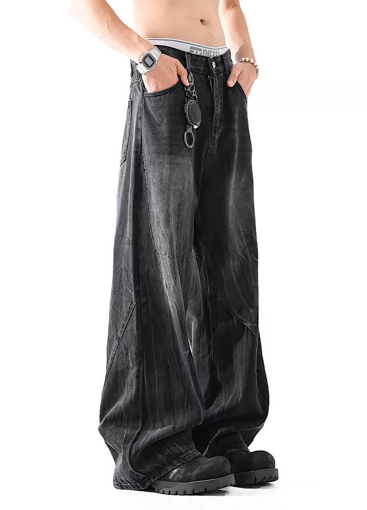【BLANKIN】Basic mid-wash wide silhouette denim pants  BI0006