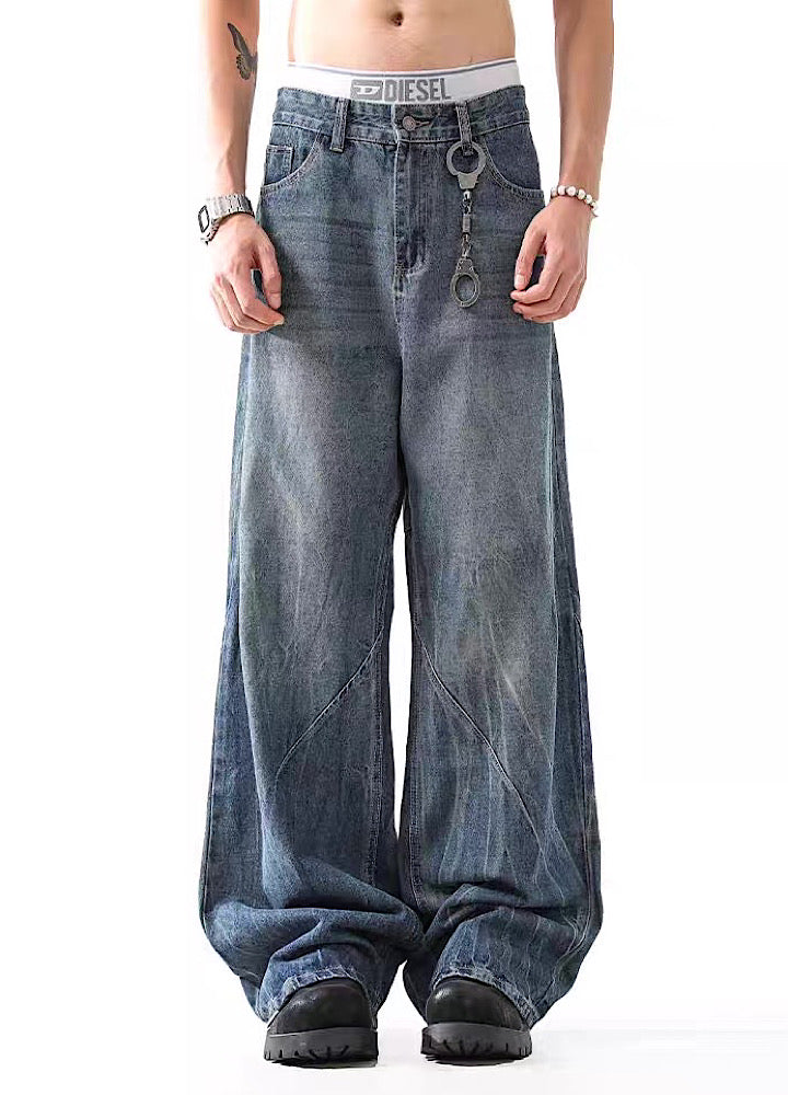 【BLANKIN】Basic mid-wash wide silhouette denim pants  BI0006