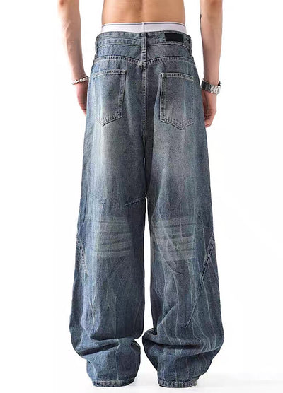 【BLANKIN】Basic mid-wash wide silhouette denim pants  BI0006