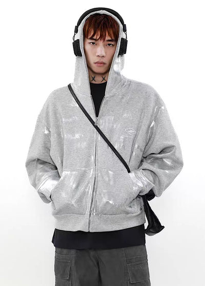 [MR nearly] Washed distressed basic style full zip hoodie MR0078