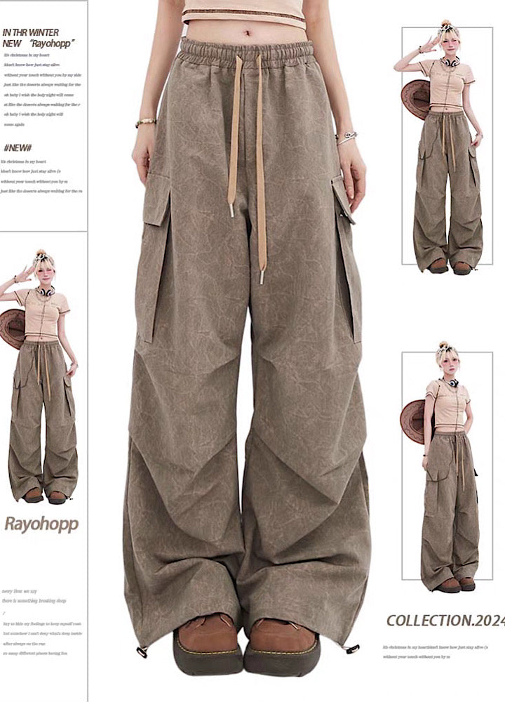 【Rayohopp】Dull vintage color loose silhouette cargo pants  RH0074