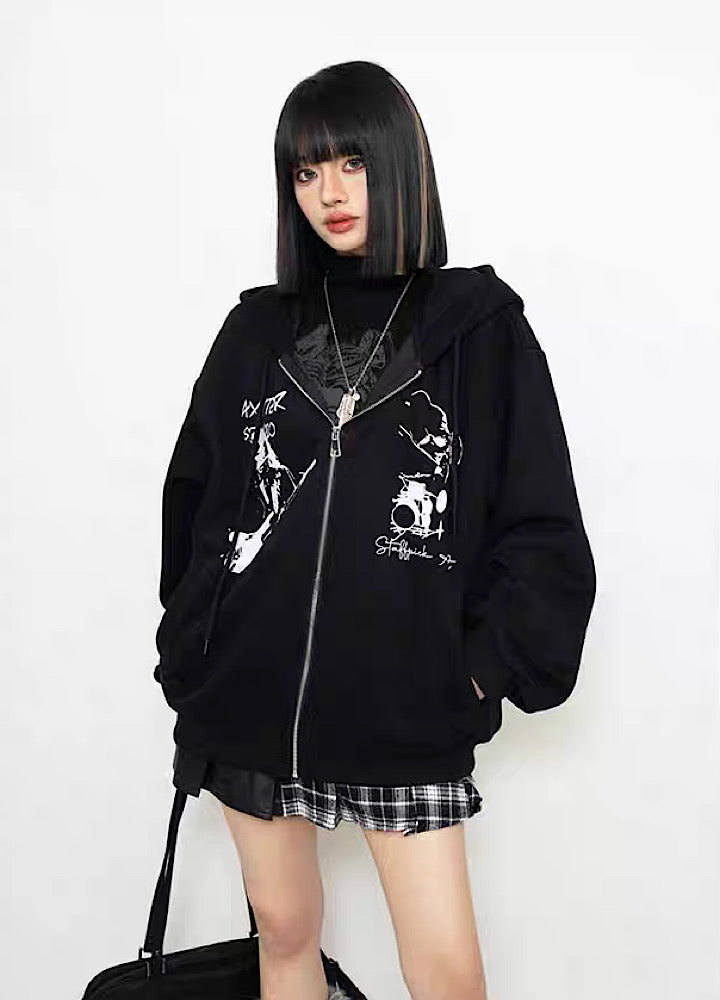 【ZERO STORE】Monotone color casual design full zip hoodie  ZS0016