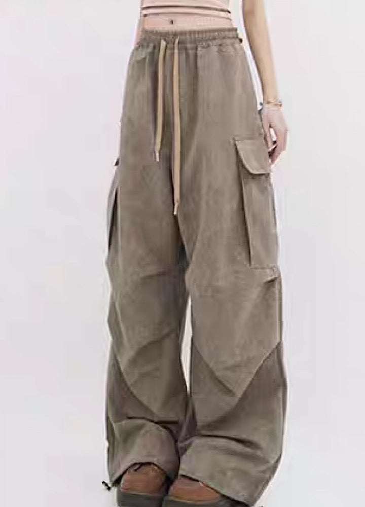 [Rayohopp] Dull vintage color loose silhouette cargo pants RH0074