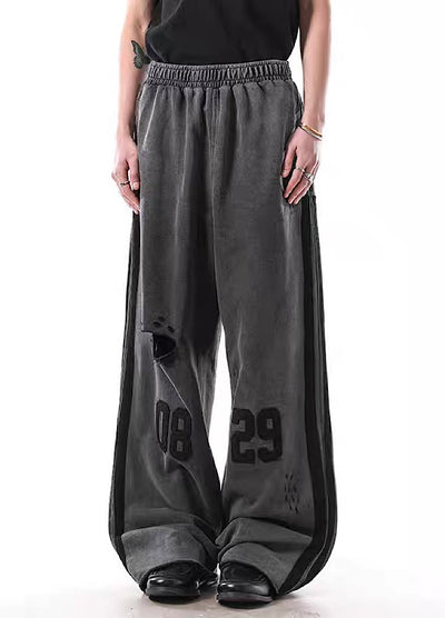 【BLANKIN】Dark color design blood side line long sweatpants  BI0010