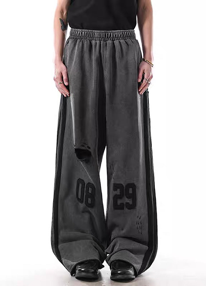 【BLANKIN】Dark color design blood side line long sweatpants  BI0010