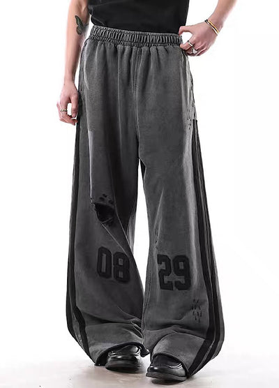 【BLANKIN】Dark color design blood side line long sweatpants  BI0010