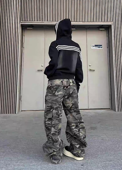 【TR BRUSHSHIFT】Short silhouette monotone base front number wash hoodie  TB0058