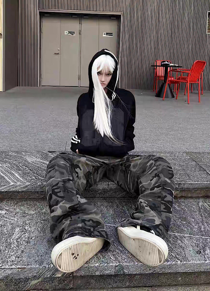 【TR BRUSHSHIFT】Loose-tuck wide silhouette design basic camouflage cargo pants  TB0059