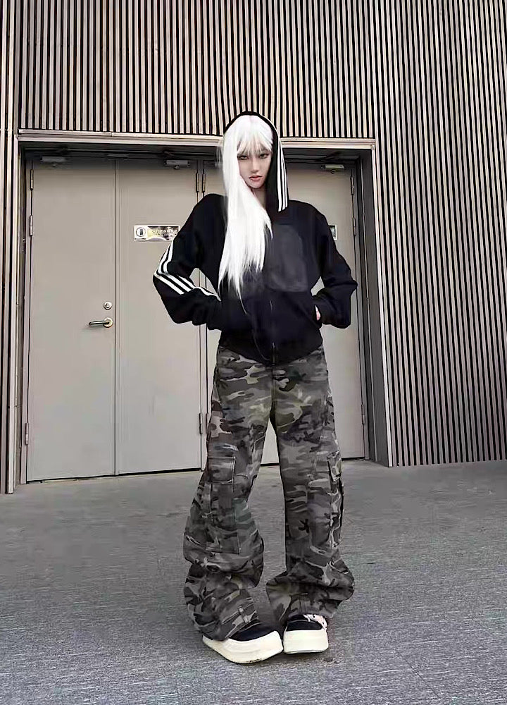 【TR BRUSHSHIFT】Loose-tuck wide silhouette design basic camouflage cargo pants  TB0059
