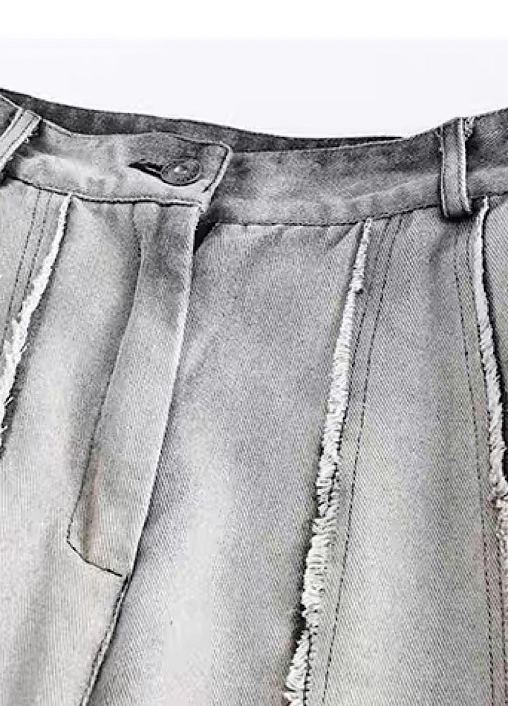 [Rayohopp] Warm distressed line gradient style denim pants RH0079