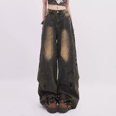 【Rayohopp】Vintage wash design grunge style denim pants  RH0081