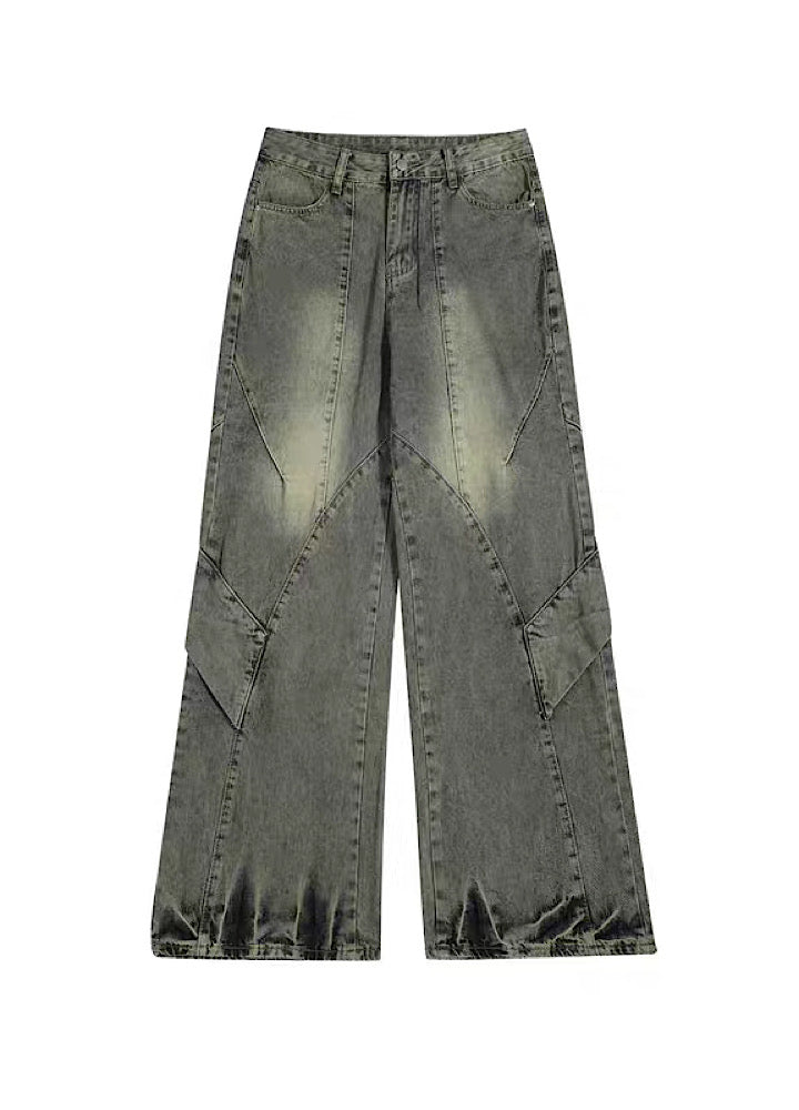 【Rayohopp】Vintage wash design grunge style denim pants  RH0081