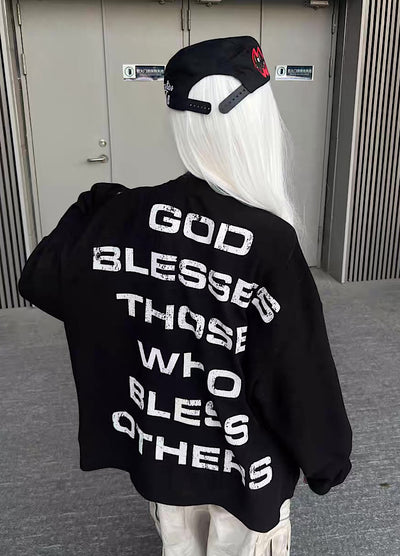 【TR BRUSHSHIFT】Red cross front design with initials on the back Loose long-sleeved T-shirt  TB0061