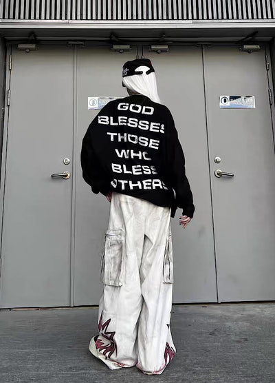 【TR BRUSHSHIFT】Red cross front design with initials on the back Loose long-sleeved T-shirt  TB0061