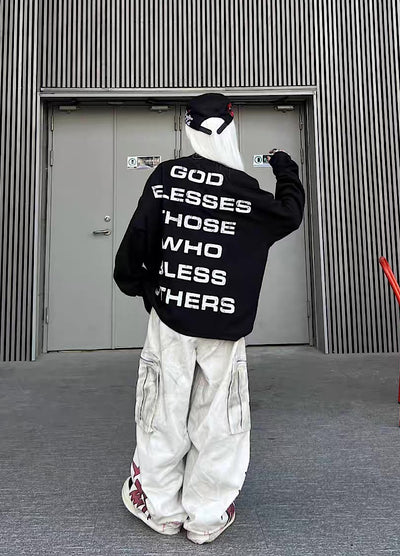 【TR BRUSHSHIFT】Red cross front design with initials on the back Loose long-sleeved T-shirt  TB0061