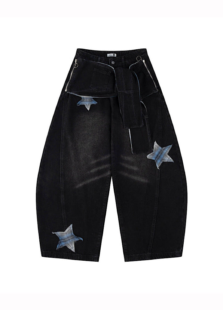 【Take off】Waist-changing design wide balloon silhouette denim pants  TO0034