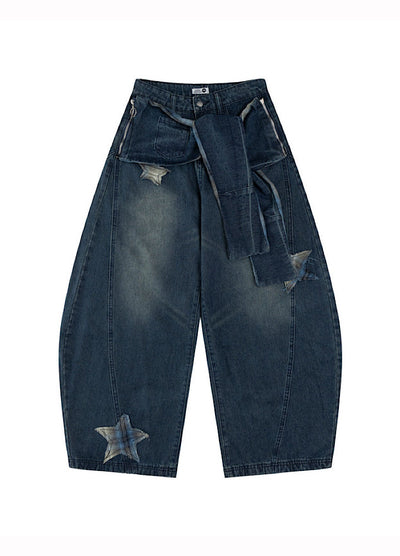 【Take off】Waist-changing design wide balloon silhouette denim pants  TO0034