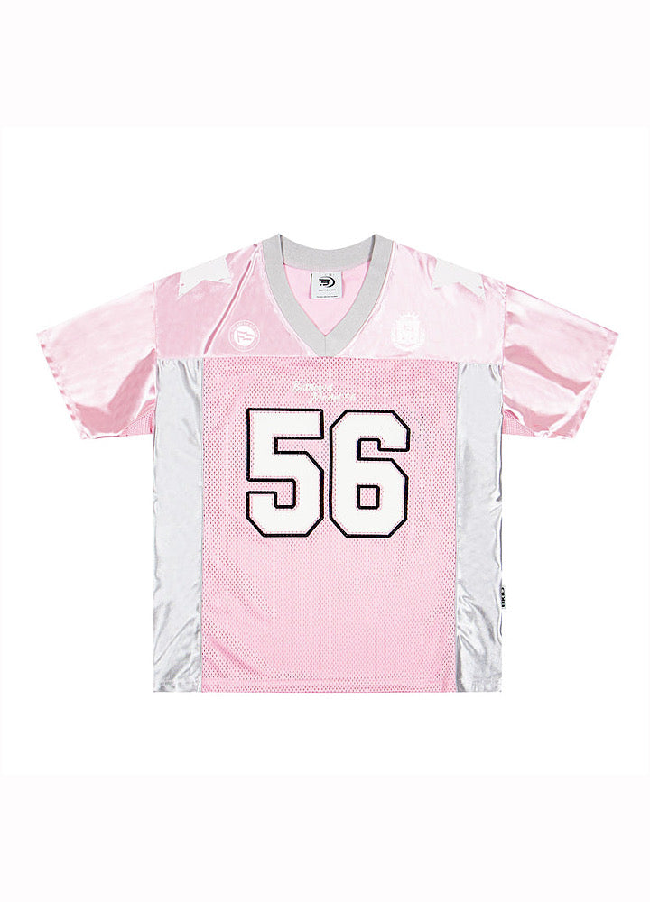 【Take off】Pop color oversized front number sporty short sleeve T-shirt  TO0033