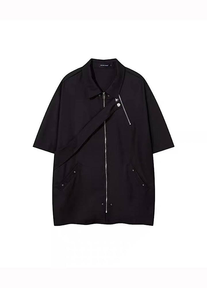 【W3】Multi-gimmick design basic silhouette short sleeve shirt  WO0045