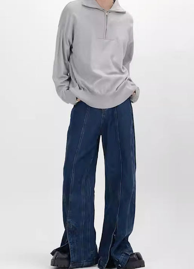 [LUCE GARMENT]Low-rise silhouette simple half-zip sweater LG0043