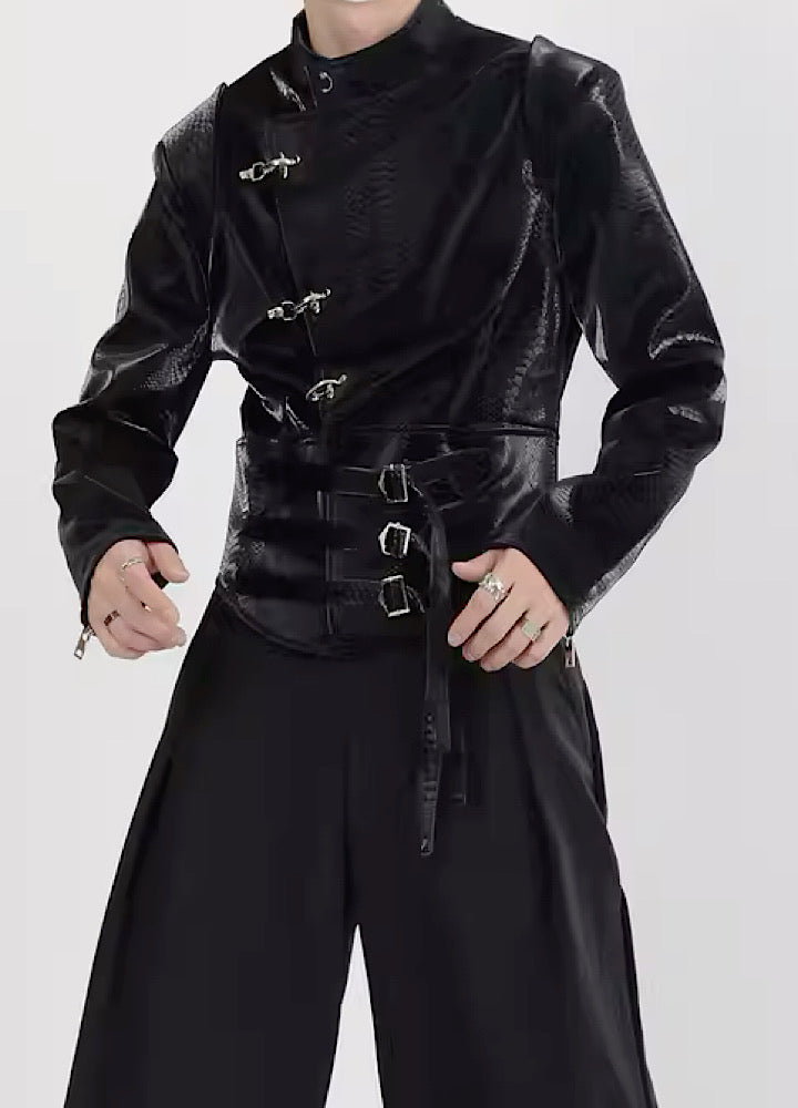 [LUCE GARMENT] Baltic Belt High Rider Leather Design Jacket LG0045