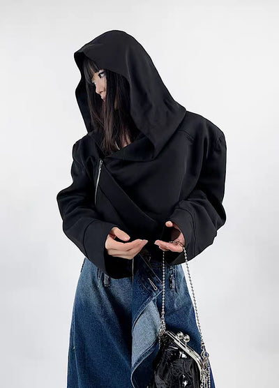 【Rouge】Magic hat style design frill silhouette zip hoodie  RG0015