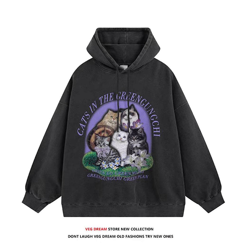 【VEG Dream】Cat Brother collective design cute grunge hoodie  VD0226