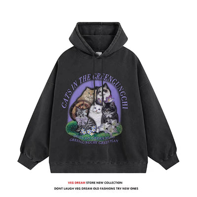 [VEG Dream] Cat Brother collective design cute grunge hoodie VD0226